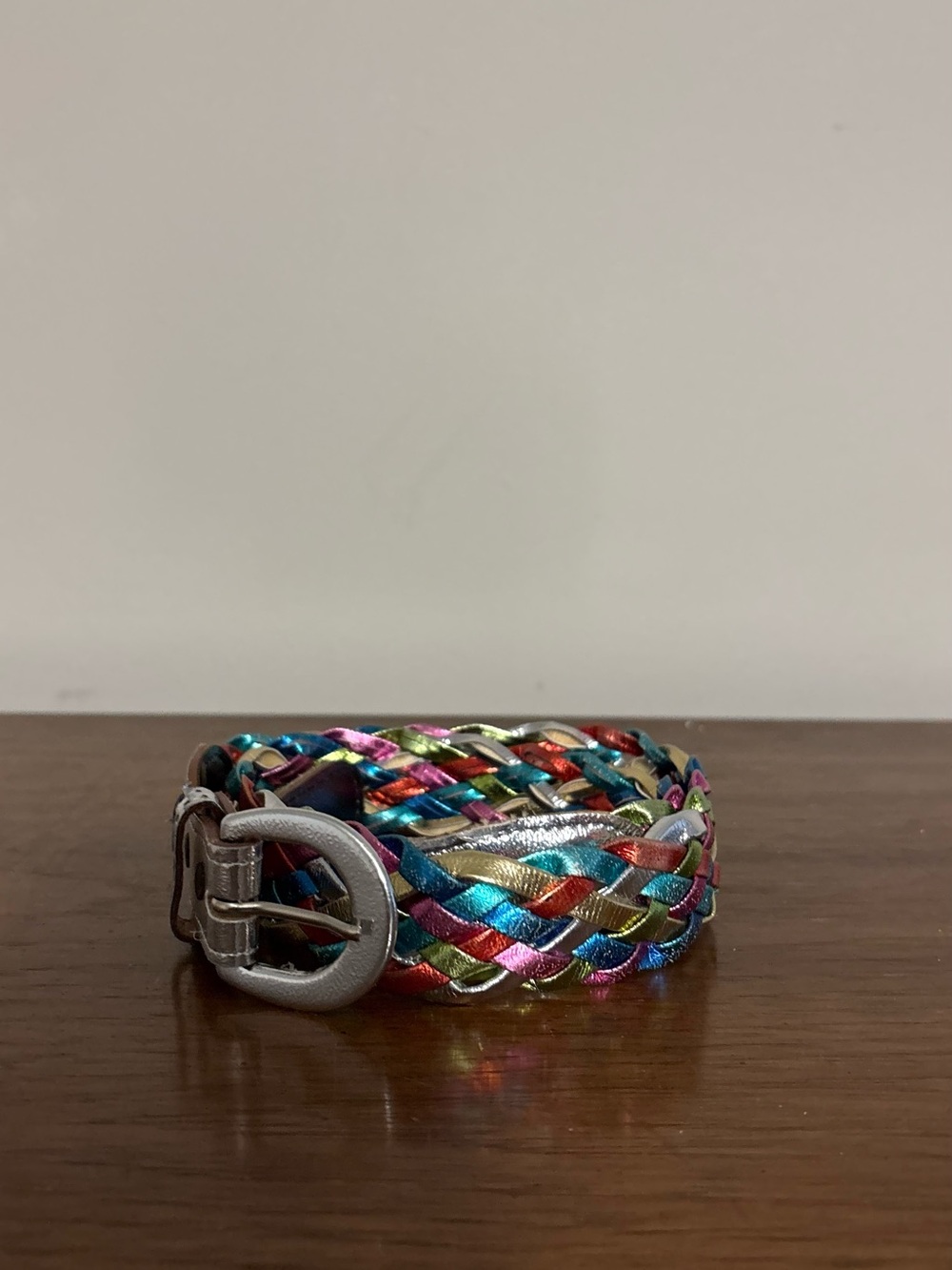 Multicolor Braided Leather Belt Bracelet - Women's Accessory